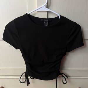 Cropped Black Cinched T-shirt